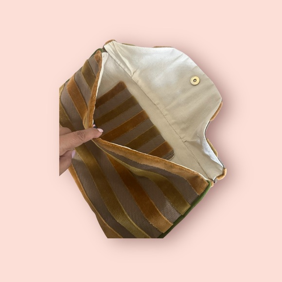 Anthropologie Striped Clutch with Pink Accent